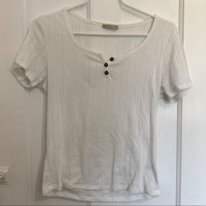 White Henley-Style Tee